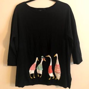 Talbots Navy Sweater with Geese, Plus Size 0X
